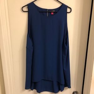 Royal blue hi-lo tank blouse
